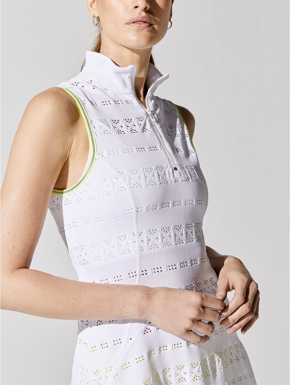 Veronica Beard L’Etoile Sport Zip Front Pointelle Lace Tennis Dress XS White - Picture 8 of 15
